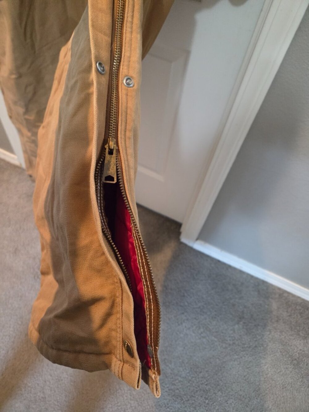 Vintage Carhartt Duck Canvas Quilt-Lined Insulated Coveralls Jumpsuit Brown XL - Picture 8 of 14